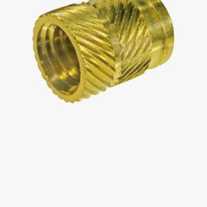 Navojni umetci za vruće ili ultrazvučno umetanje bez glave, suprotni spiralni nabor, za termoplaste Mjed - obična