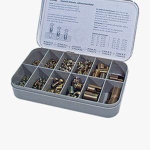 Ensat® 302 - Asortiman kompleta samoreznih navojnih umetaka s prorezom za rezanje, za lake metale, termoplaste i duroplaste Čelik - kaljen - žuto pocinčano