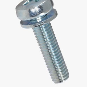 Phillips vijci s kružnom glavom (SEM) oblik H, s pričvršćenom ravnom podloškom DIN 6902 A Čelik - 4,8 - plavo pocinčano