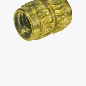 Navojni umetci za vruće ili ultrazvučno umetanje bez glave, oblik S nazubljenih/zaobljenih nazubljenih izbočina, za termoplaste Mjed - obična