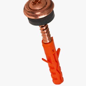 Heksalobularni (6 Lob) vijci za ugradnju ovalne upuštene glave s utorom, sastavljeni sa završnom podloškom i brtvenim prstenom s prethodno montiranim najlonskim čepom Nehrđajući čelik - A2 - presvučen bakrom