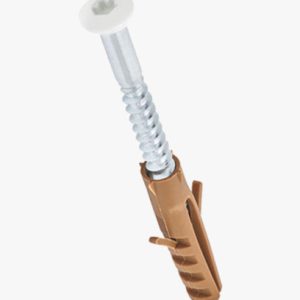 Pozi vijci za osnovnu ploču s najlonskim čepom sa heksalobularnim (6 režnja) utičnicom - bijela glava RAL 9010 Čelik - kaljen / najlon - plavo pocinčan