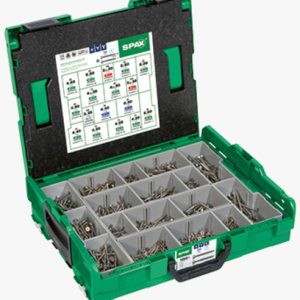 SPAX® L-BOXX - Montažna kutija od heksalobularnih (6 režnja) vijaka za ivericu s ravnom upuštenom glavom T-STAR plus, s punim / djelomičnim navojem s vrhom 4CUT Nehrđajući čelik - A2