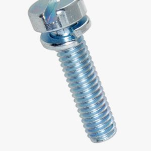 Sastavljeni vijci sa sirnom glavom s prorezom i sigurnosnom opružnom podloškom ~DIN 127 B Čelik - 4.8 - plavo pocinčano