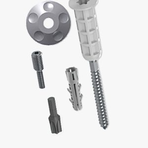 TOX Thermo Proof Wood Mini - sustav za distanciranje s vijcima za vješalice, Iso Spacer, Flexi Caps, instalacijskim navojnim šipkama i Barracuda najlonskim čepovima Čelik - pocinčan